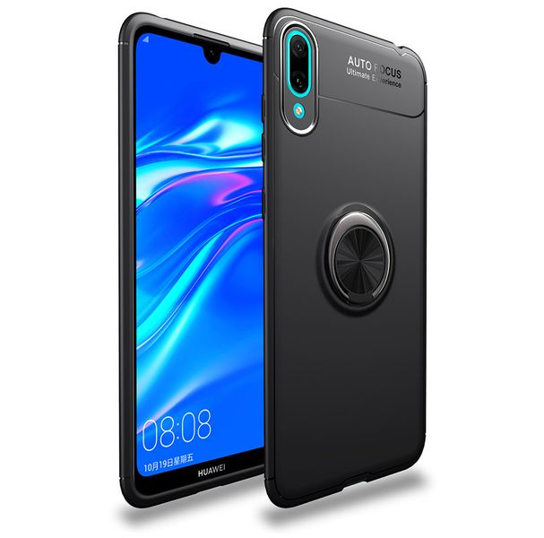 Magnetic Kickstand Gel Rubber Case compatible with Huawei Y7 Pro 2019 Black