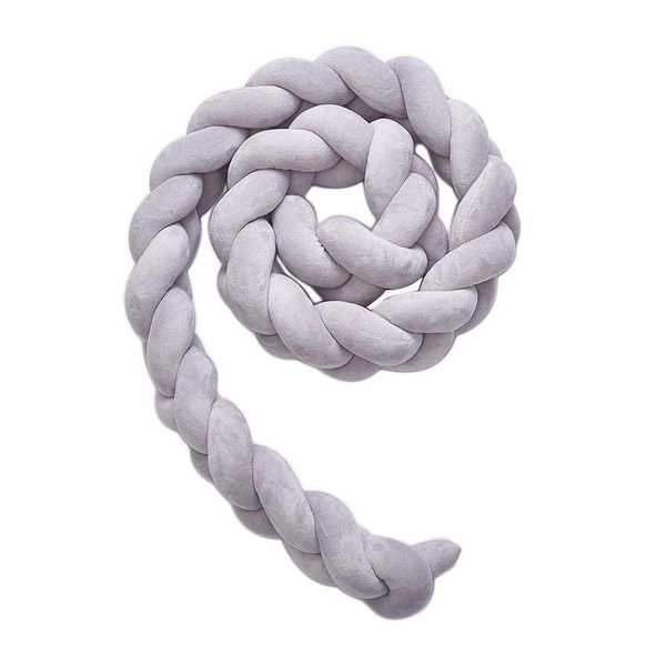 Cot Bed Braided Bumper 2m - Grey