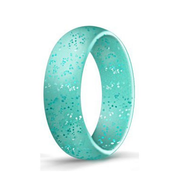 Ladies Silicone Wedding Ring - Glitter Mint - Size: 17.32mm