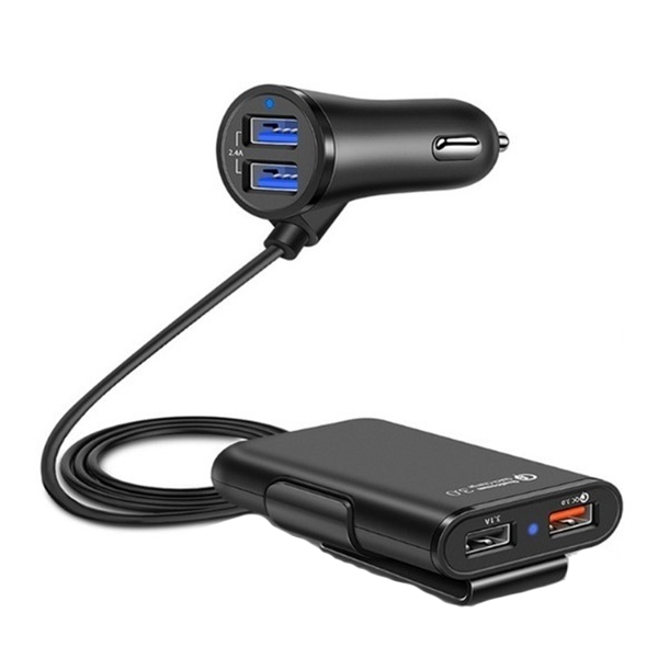Bunker 4 Ports USB Car Charger, Front &amp; Back Ports