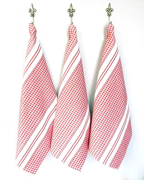 DSA Designer Waffle Weave Striped Tea Towels - RED