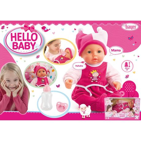 Bayer Hello Baby Doll with Accessories Princess Pink 46cm Tall