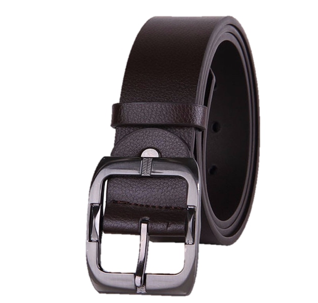 Quality Luxury Brand Leather Belt Pin Buckle Black Business Trouser Strap