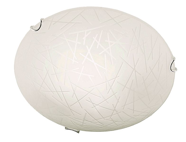 Frosted Patterned Ceiling Fitting with Polished Chrome Clips
