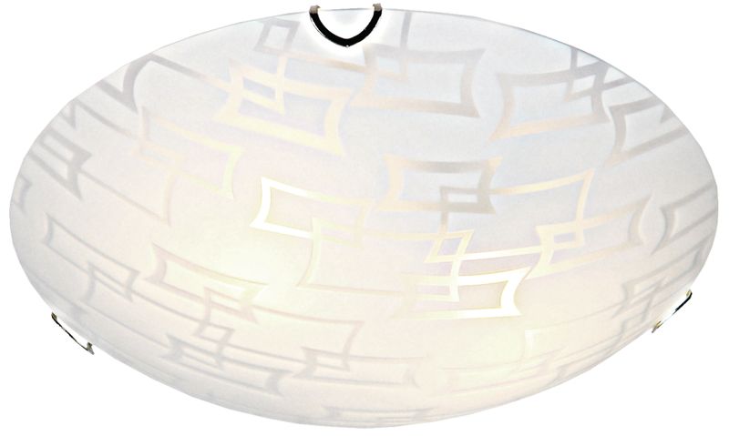 Frosted Checkered Patterned Ceiling Fitting with Polished Chrome Clips