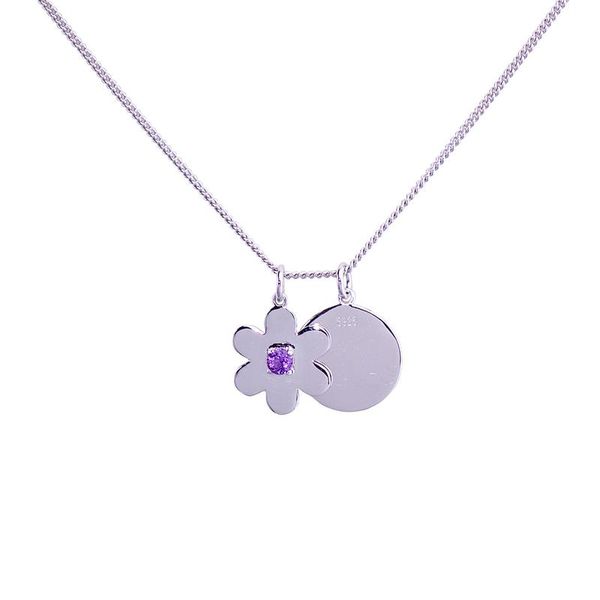 Daisy Disc Necklace With Purple Amethyst