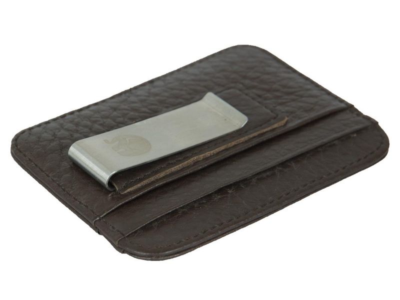 Charmza genuine Leather Credit Cards Holder with Money Clip RFID-Coffee