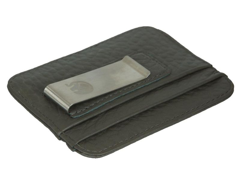 Charmza genuine Leather Credit Cards Holder with Money Clip RFID-Grey