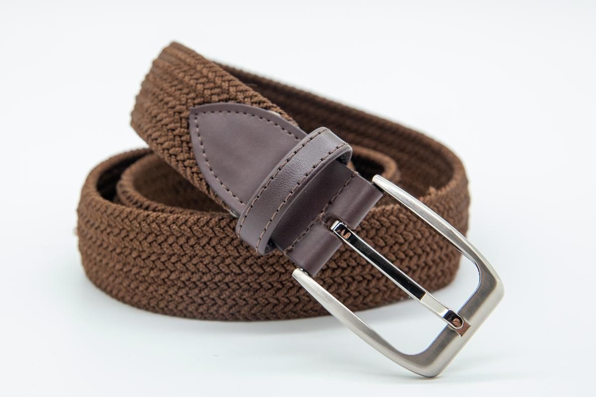 Men's Braided Stretch Elastic Belts - Plain Colors