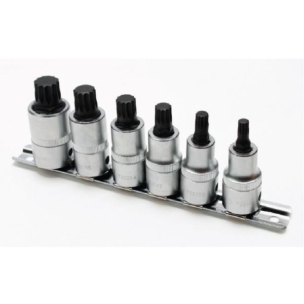 Ampro - 6 Piece 1/2" Dr. Spline Bit Socket Set (M6-M16) 55mm