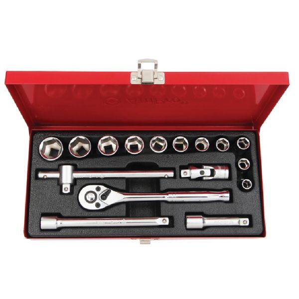 Ampro - 16 Piece 3/8" Dr. 6PT Socket Set (Metric)