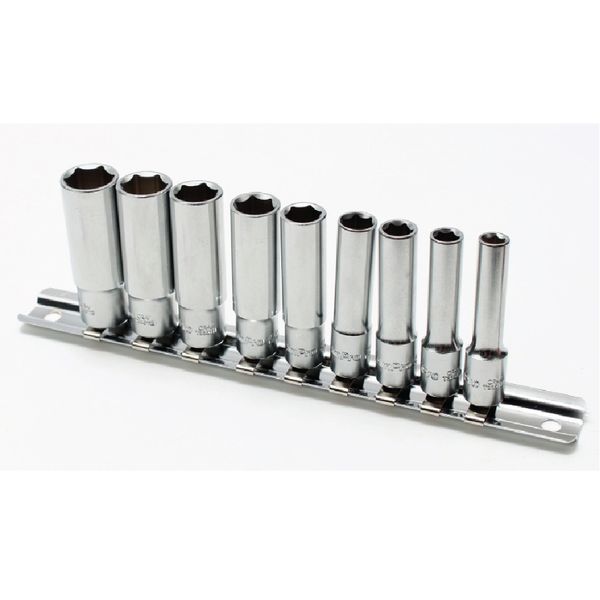 Ampro - 9 Piece 1/4" Dr Deep Socket Set (5.5-13mm)