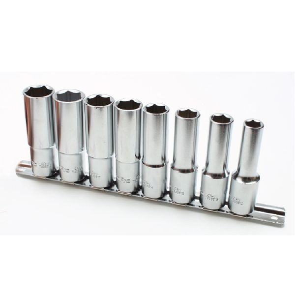 Ampro - 8 Piece 1/2" Dr - 6PT Deep Socket Set-10,12-19mm