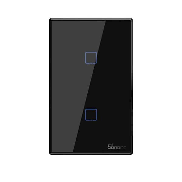 SONOFF T3US US Plug WiFi\RF433 Touch Panel Switch - Black 2 Gang Twin Pack