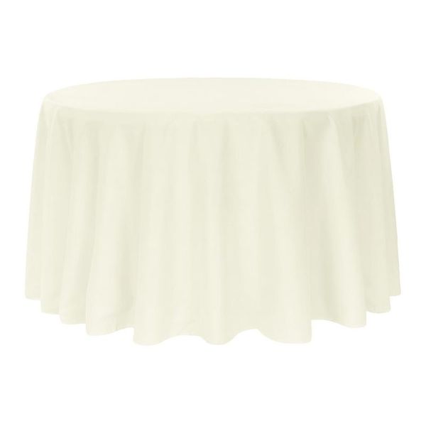 Polyester Round Tablecloth - White Linen