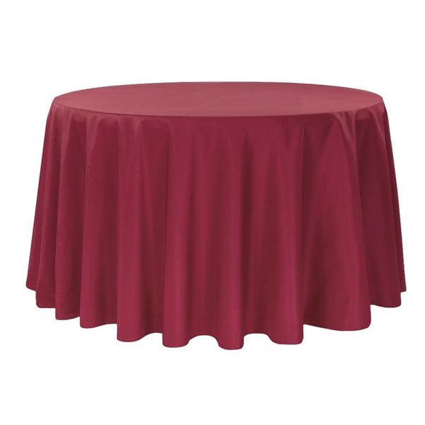 Polyester Round Tablecloth - Burgundy Linen