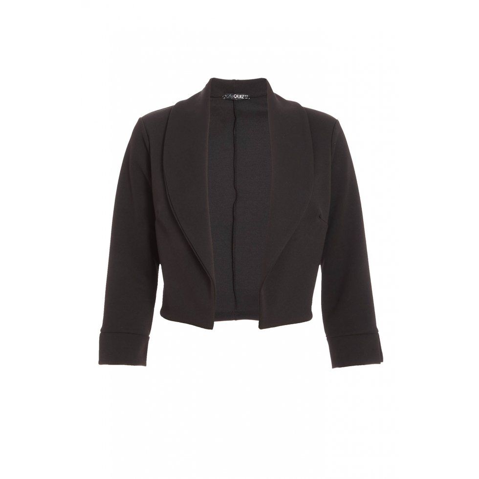 Quiz Ladies Black Shawl Collar Crop Jacket - Black | Buy Online in ...