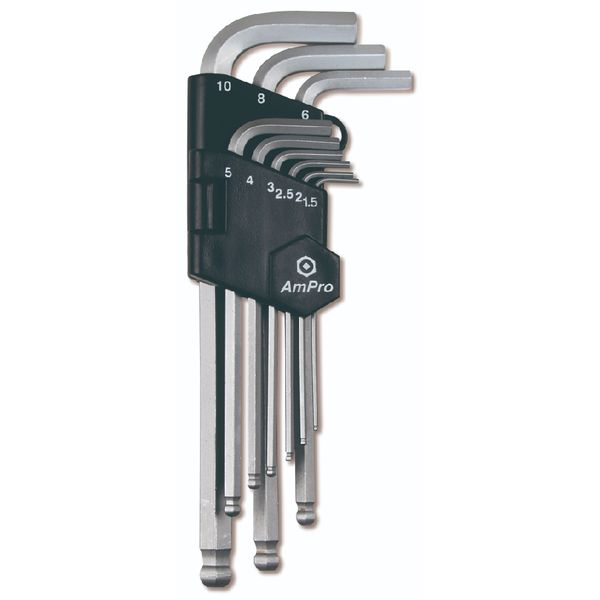 Ampro - 9Pc Long Ball PT Hex Wrench Set (1.5-10mm)