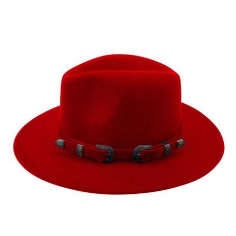 mens red wide brim hat
