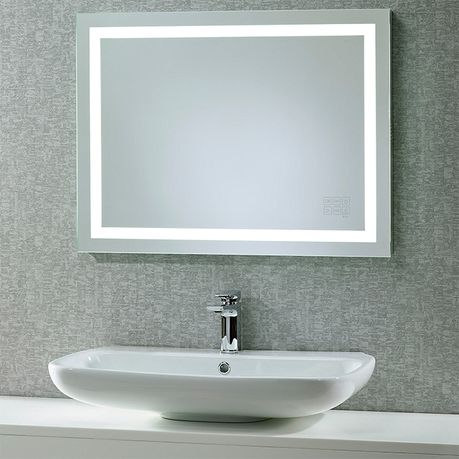 led bathroom mirror with clock and bluetooth