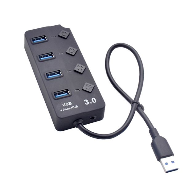 4-Port Super Speed USB 3.0 Hub Splitter With Independent On/Off Switches