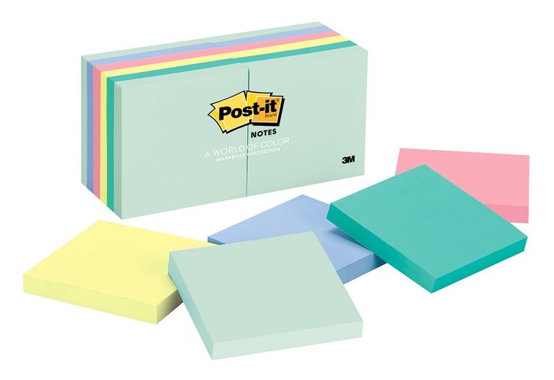 3M Post-it Notes 654-AST 12PK Marseille Colours - 12 Pads