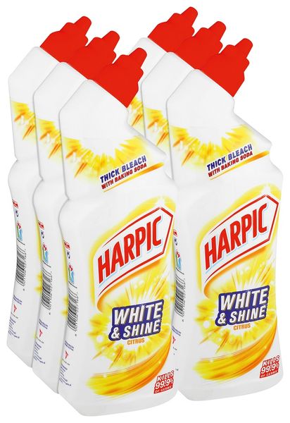 Harpic 6 x 750ml, Thick Bleach, Toilet Cleaner, Citrus