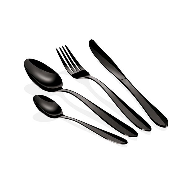 Berlinger Haus 24-Piece Stainless Steel Mirror Finish Cutlery Set - Black