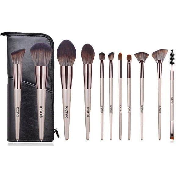 Iconix 11 Piece Makeup Brush Set with Pouch