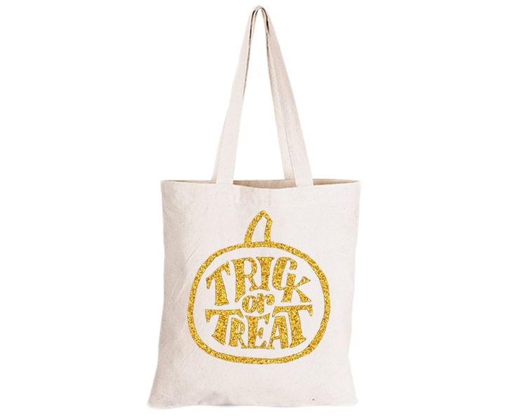 Glitter Gold Halloween Pumpkin - Eco-Cotton Trick or Treat Bag