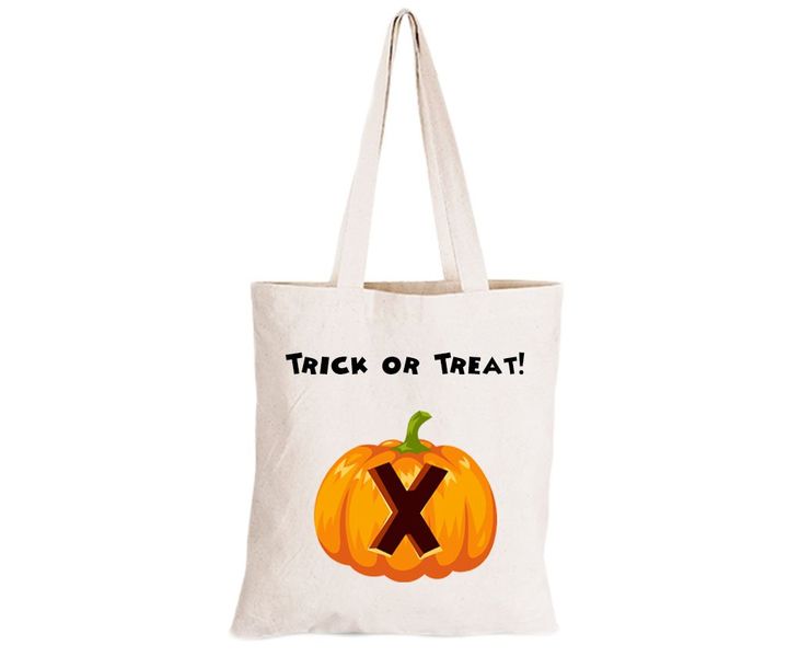 X - Halloween Pumpkin - Eco-Cotton Trick or Treat Bag