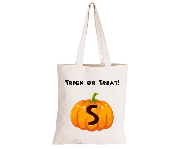 S - Halloween Pumpkin - Eco-Cotton Trick or Treat Bag