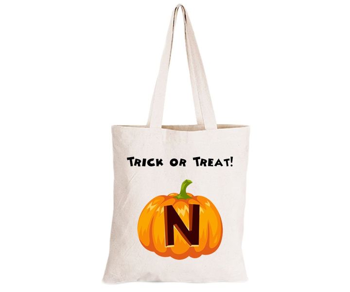 N - Halloween Pumpkin - Eco-Cotton Trick or Treat Bag