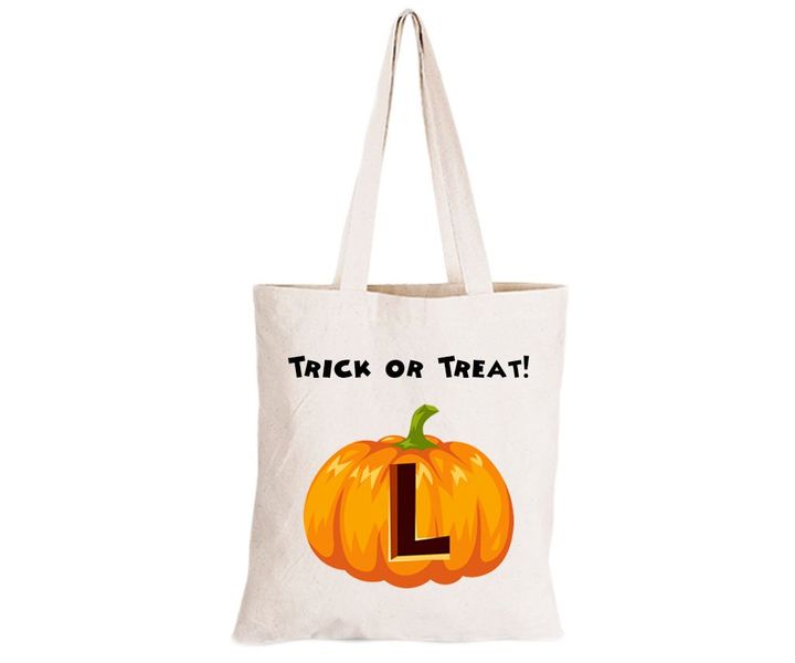 L - Halloween Pumpkin - Eco-Cotton Trick or Treat Bag