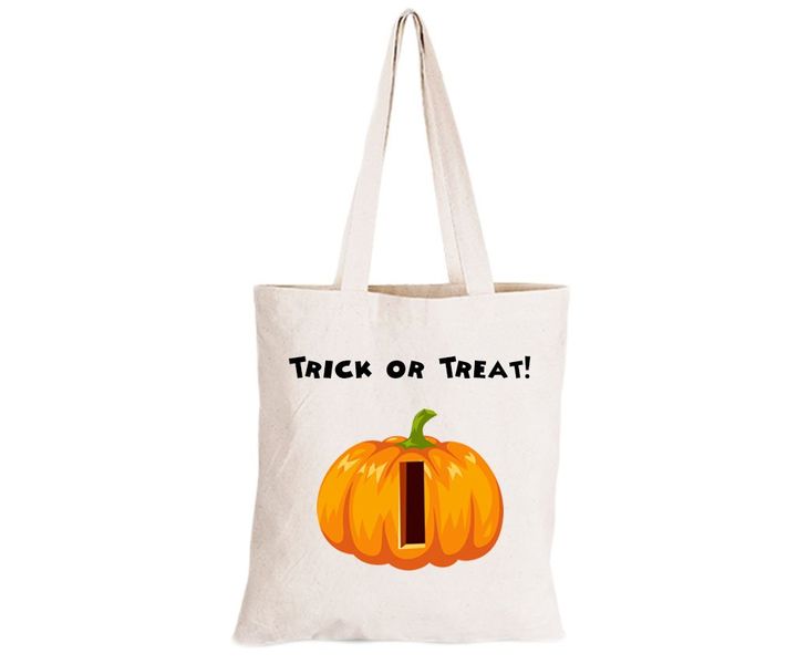 I - Halloween Pumpkin - Eco-Cotton Trick or Treat Bag
