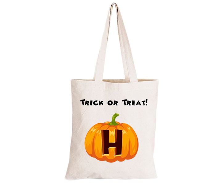 H - Halloween Pumpkin - Eco-Cotton Trick or Treat Bag