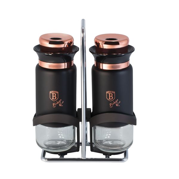 Berlinger Haus 3-Piece Stainless Steel Salt &amp; Pepper Set - Black Rose