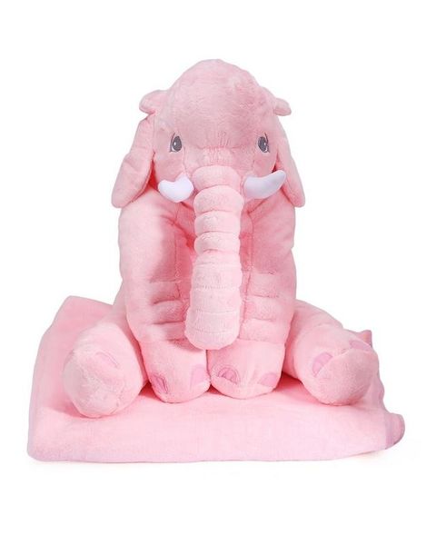 Comfy Soft Baby Elephant Pillow with Plush Blanket - Blue