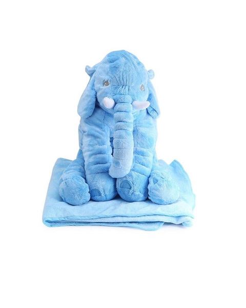 Comfy Soft Baby Elephant Pillow with Plush Blanket - Blue