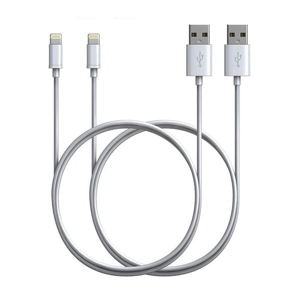 USB Charging Cable for iPhone 5 &amp; 6 &amp; 7 &amp; 8 &amp; X - White (Pack of 2)