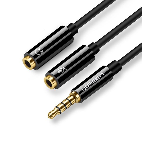 UGreen AV141 3.5mm Headset Splitter Cable (1x Male to 2x Female) 20cm - Blk