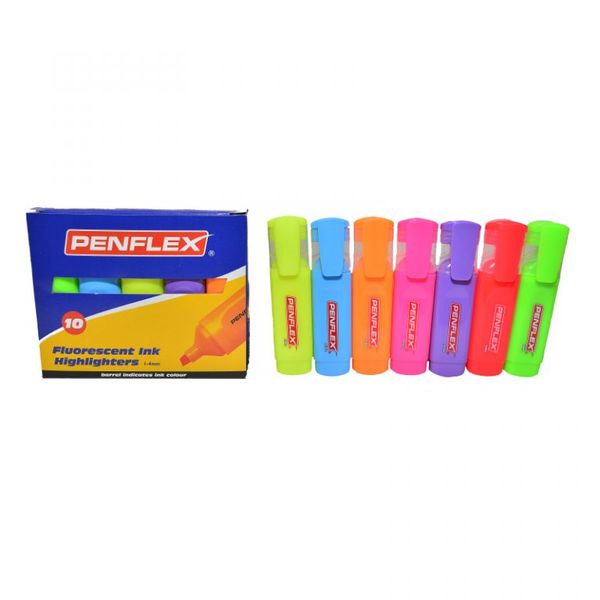 Penflex Highlighters Box-10 Assorted