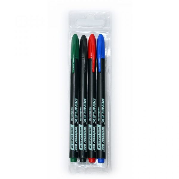 Penflex OHP Medium Point Water Soluble Wallet-4 Assorted