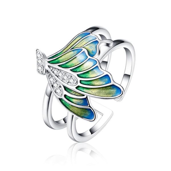 Dhia Butterfly Double Band Adjustable Ring with Swarovski Zirconia