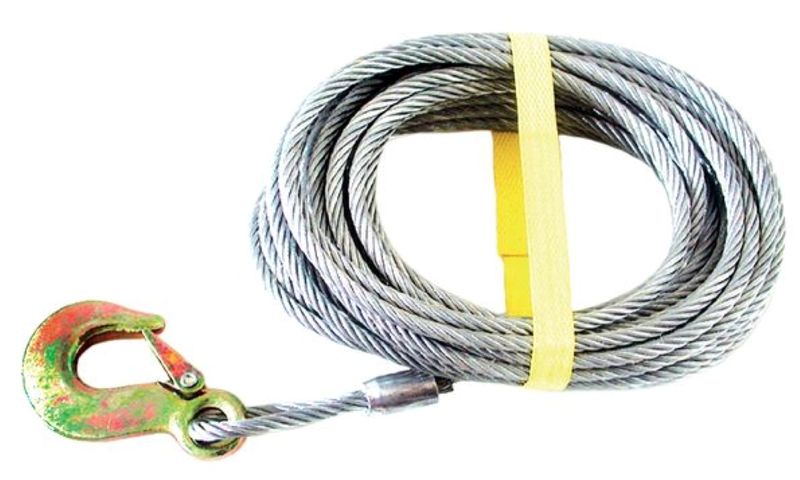 6mm Winch Cable with Hook and Safety Clip - 10 Meters Long