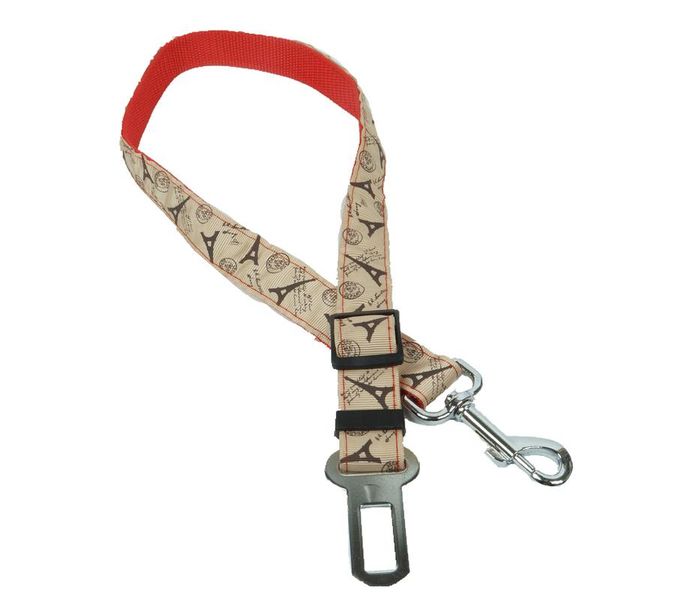 Car Safety Seatbelt For Dog - Khaki and Red