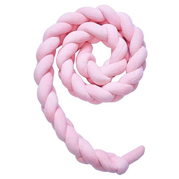 Cot Bed Braided Bumper - Pink - 2m