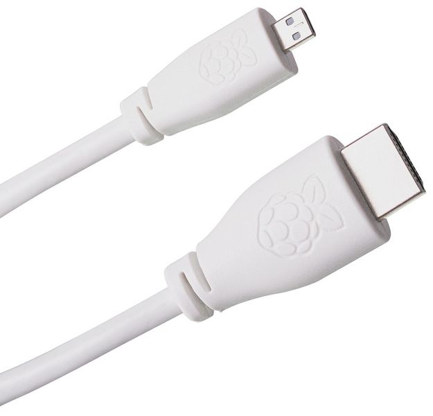 Raspberry Pi (T7689AX) Model B Hdmi Cable, Micro Hdmi To Hdmi, 1M, White