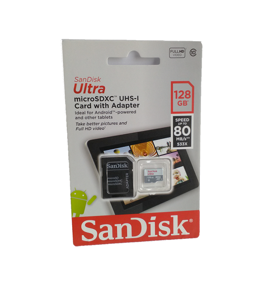 SanDisk Ultra Android Microsdxc + SD Adapter 128GB 80MB/s Class 10