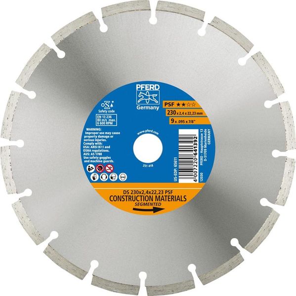 PFERD 230mm Segmented Diamond cut-off wheel